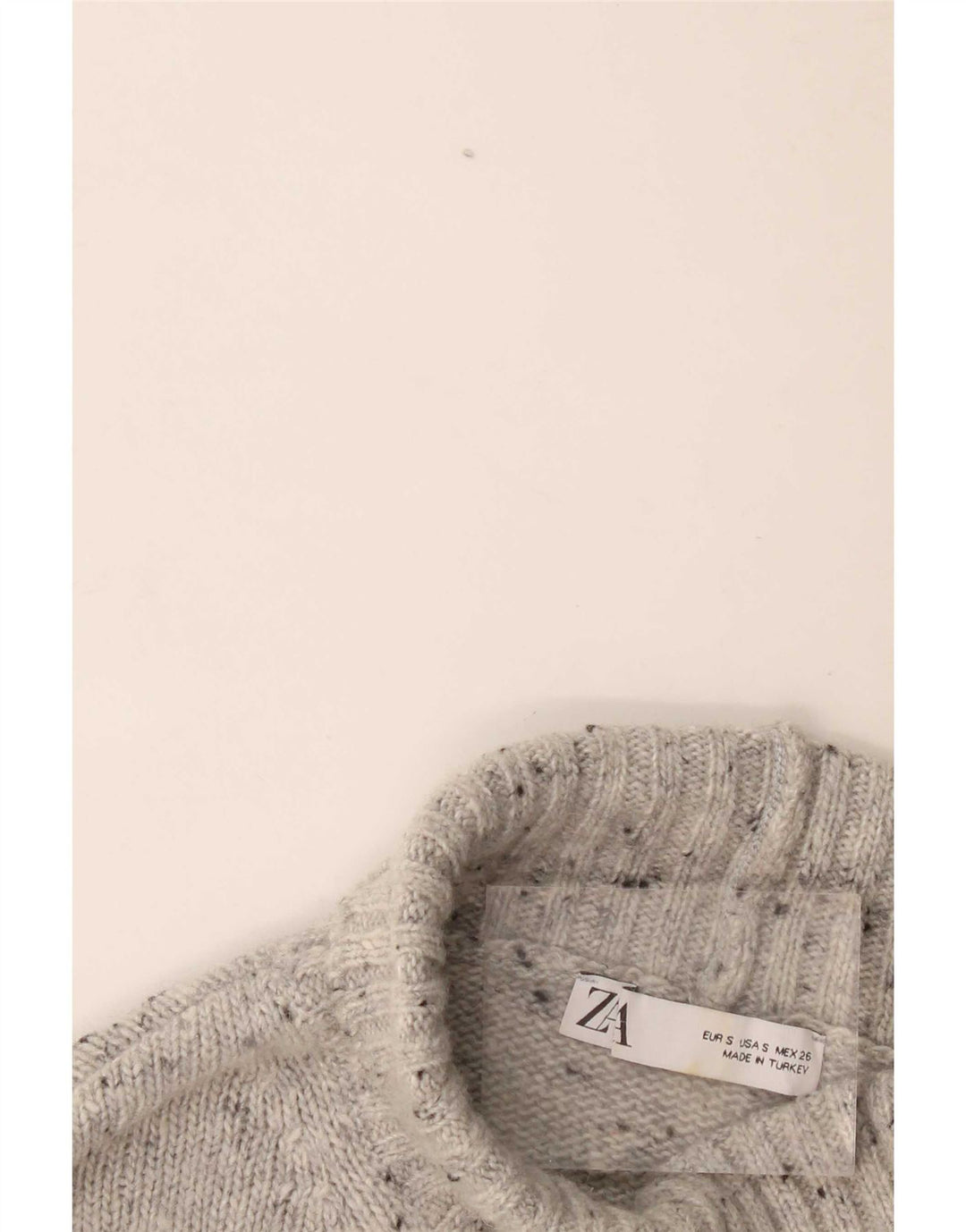 Zara Mujer Jersey De Cuello Alto De Gran Tamaño Suéter UK 10 Small Gris Moteado