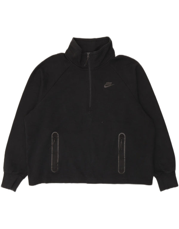 Nike Sudadera extragrande con cuello y cremallera para mujer UK 18 XL Algodón negro