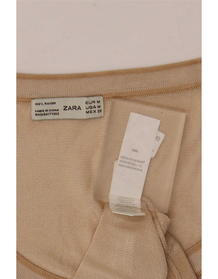 Zara Mujer Chaleco Top UK 42 Medio Viscosa Beige