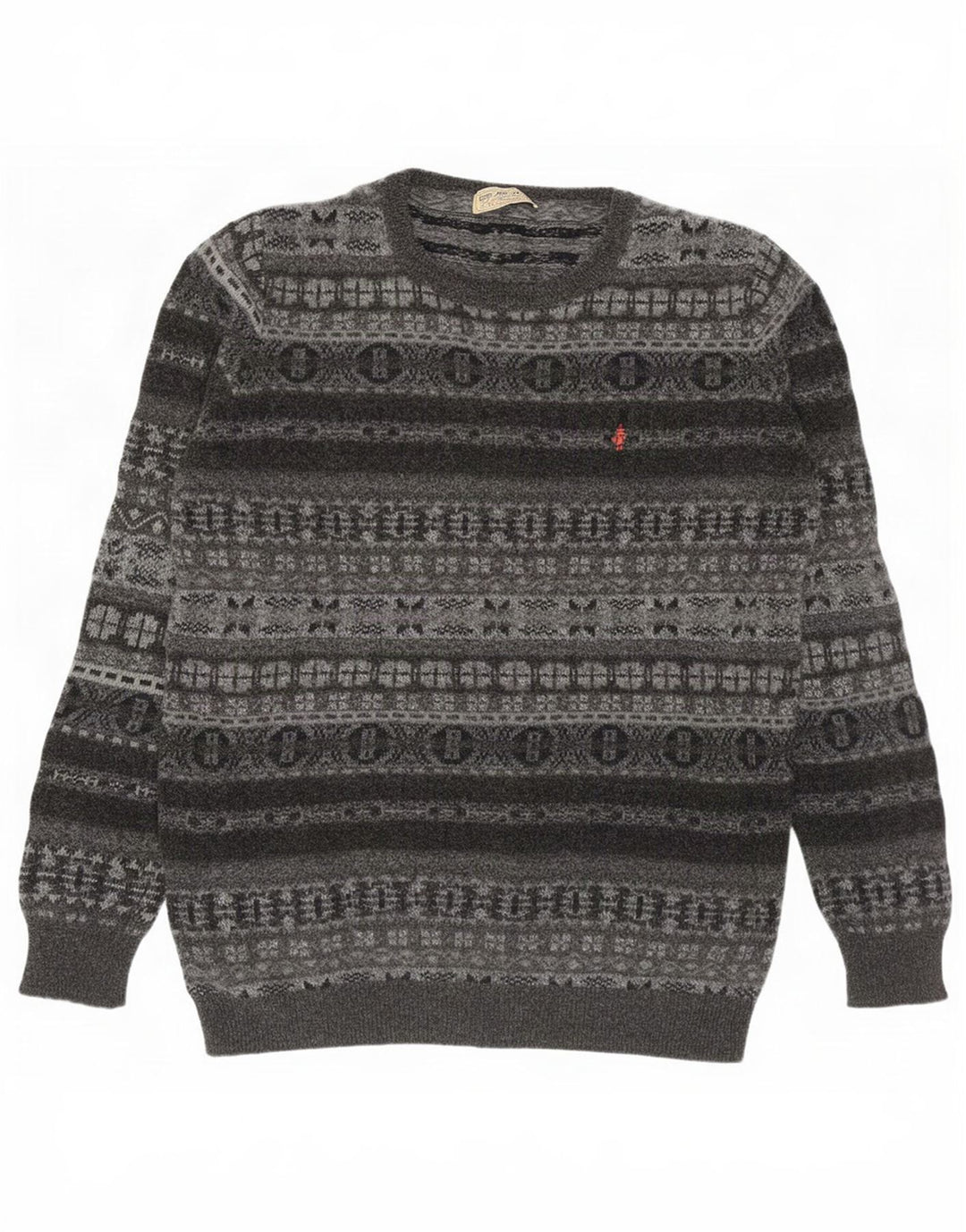 Marlboro Classics - Jersey de cuello redondo para hombre, talla 2XL, lana gris Fair Isle