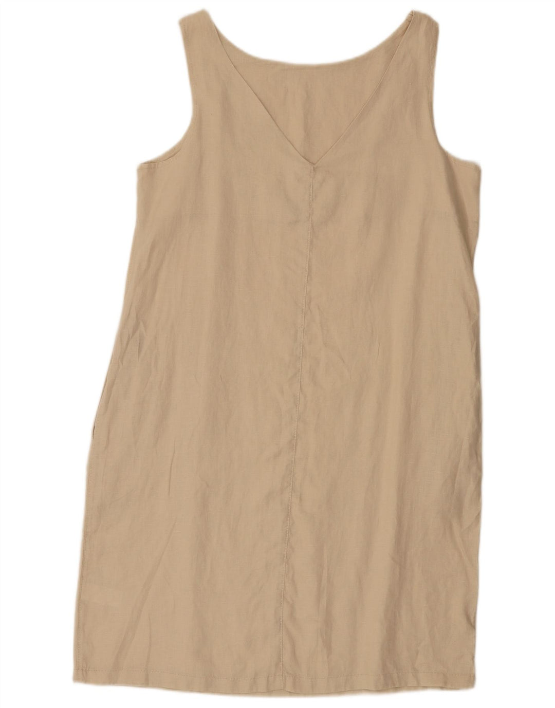 Next Vestido recto sin mangas para mujer UK 44 Large Beige Linen