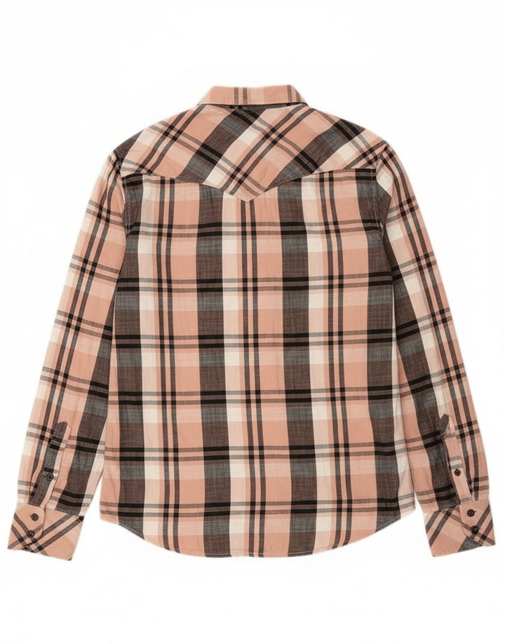 Diesel Hombre Camisa De Franela De Algodón A Cuadros Rosa Grande