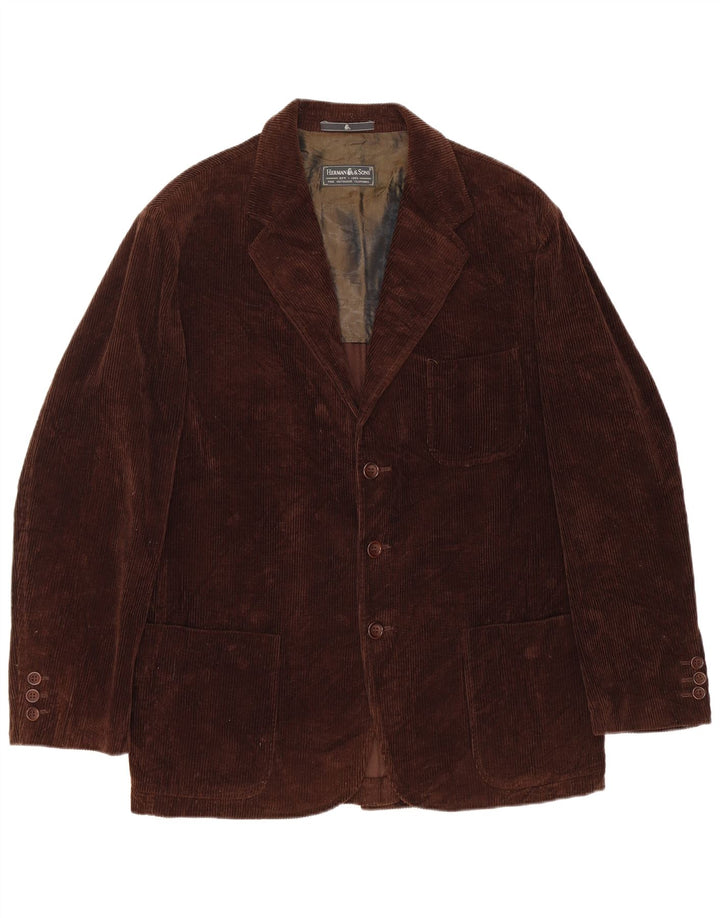 HERMAN & SONS Chaqueta tipo blazer de pana con 3 botones para hombre IT 48 Marrón medio