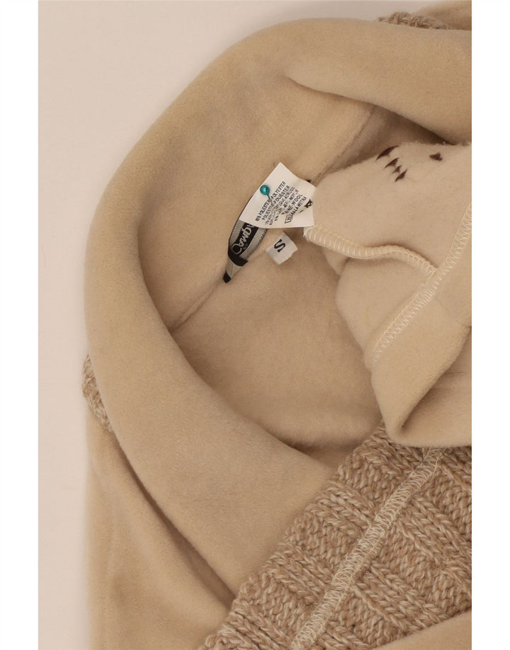 Vintage mujer chaqueta de lana de gran tamaño Reino Unido 10 pequeño bloque de color beige