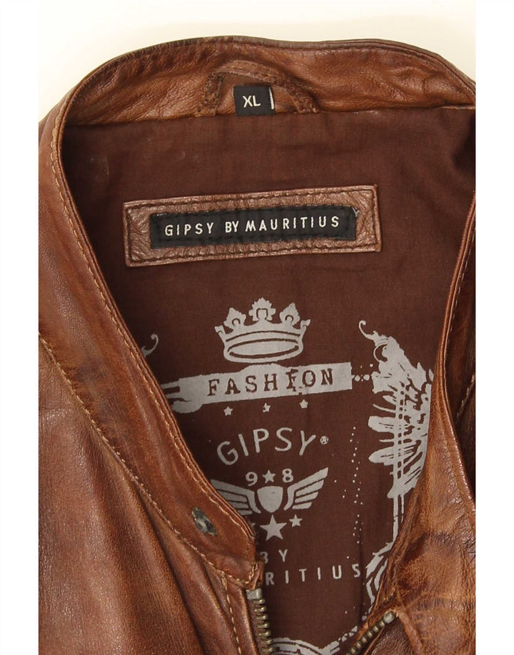 Gipsy Chaqueta de cuero para hombre UK 42 XL Marrón