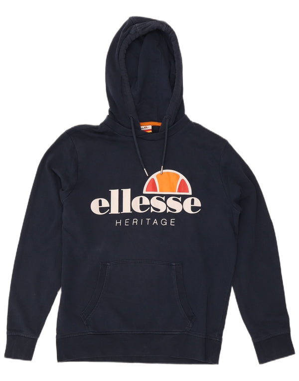 Ellesse Heritage Graphic Sudadera con capucha para hombre, talla pequeña, algodón azul marino