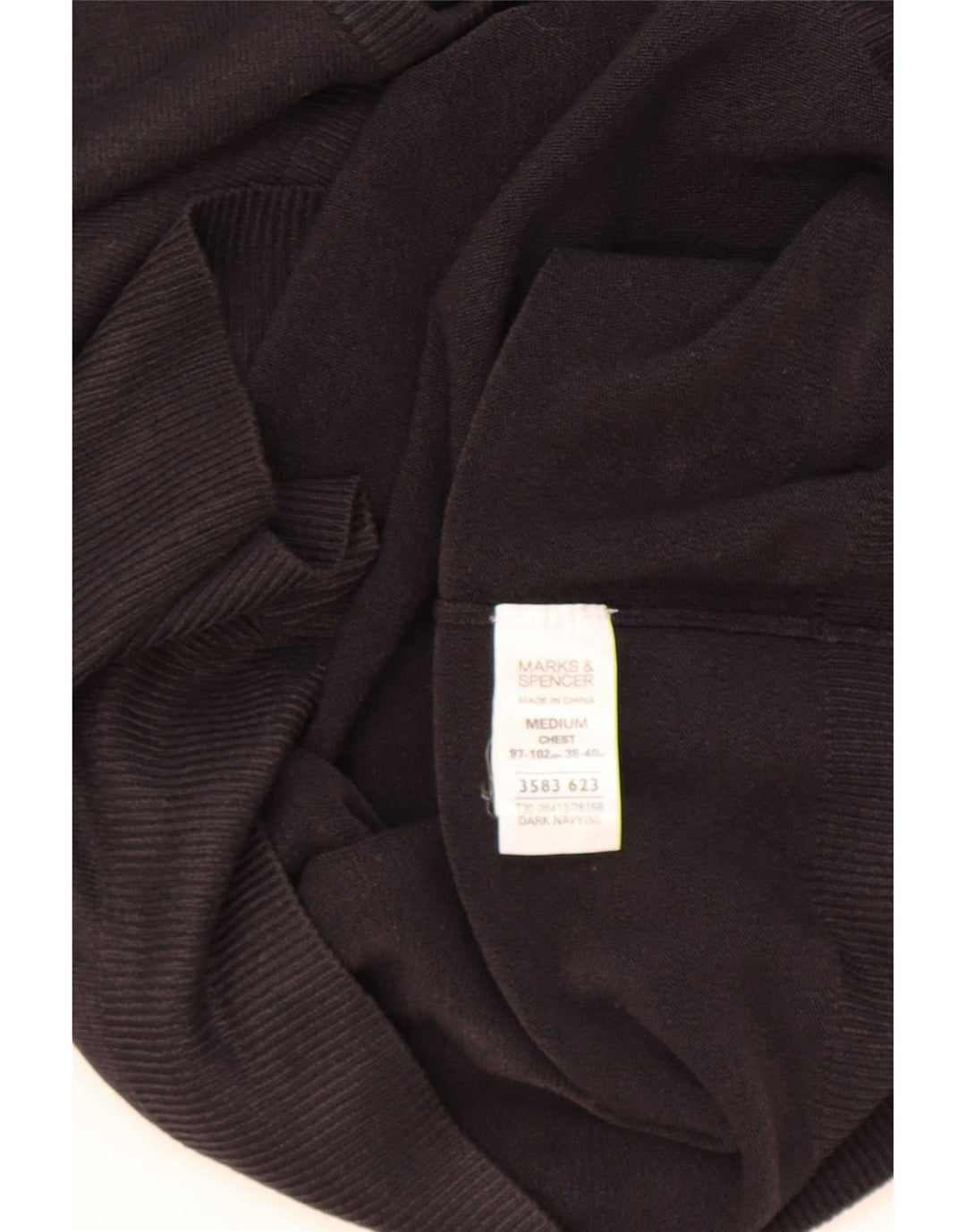 Marks & Spencer Suéter tipo jersey con cuello en V azul Harbor para hombre Azul marino mediano