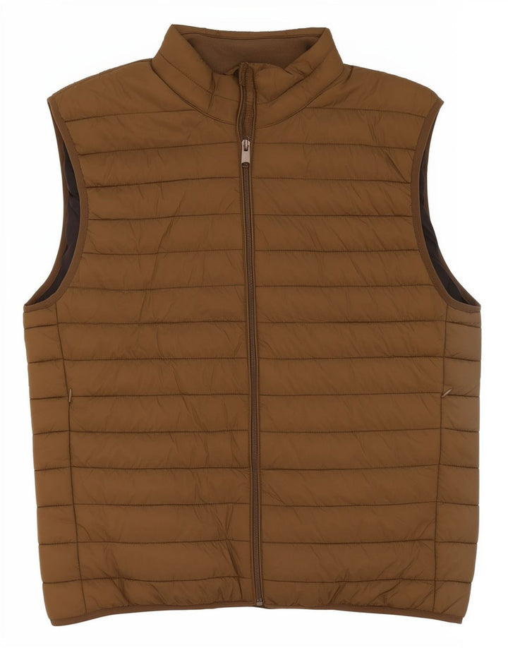 Zara Mens Chaleco Acolchado Reino Unido 40 Grande Caqui Poliéster