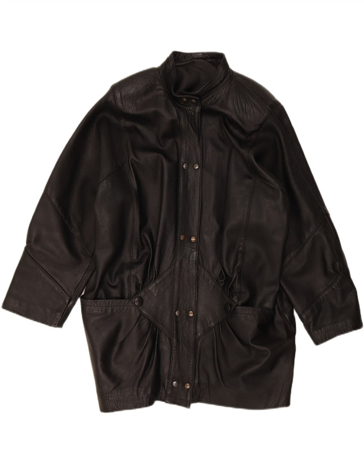 VINTAGE Womens Leather Jacket UK 20 2XL Black Vintage Vintage and Second-Hand Vintage from Messina Hembry 