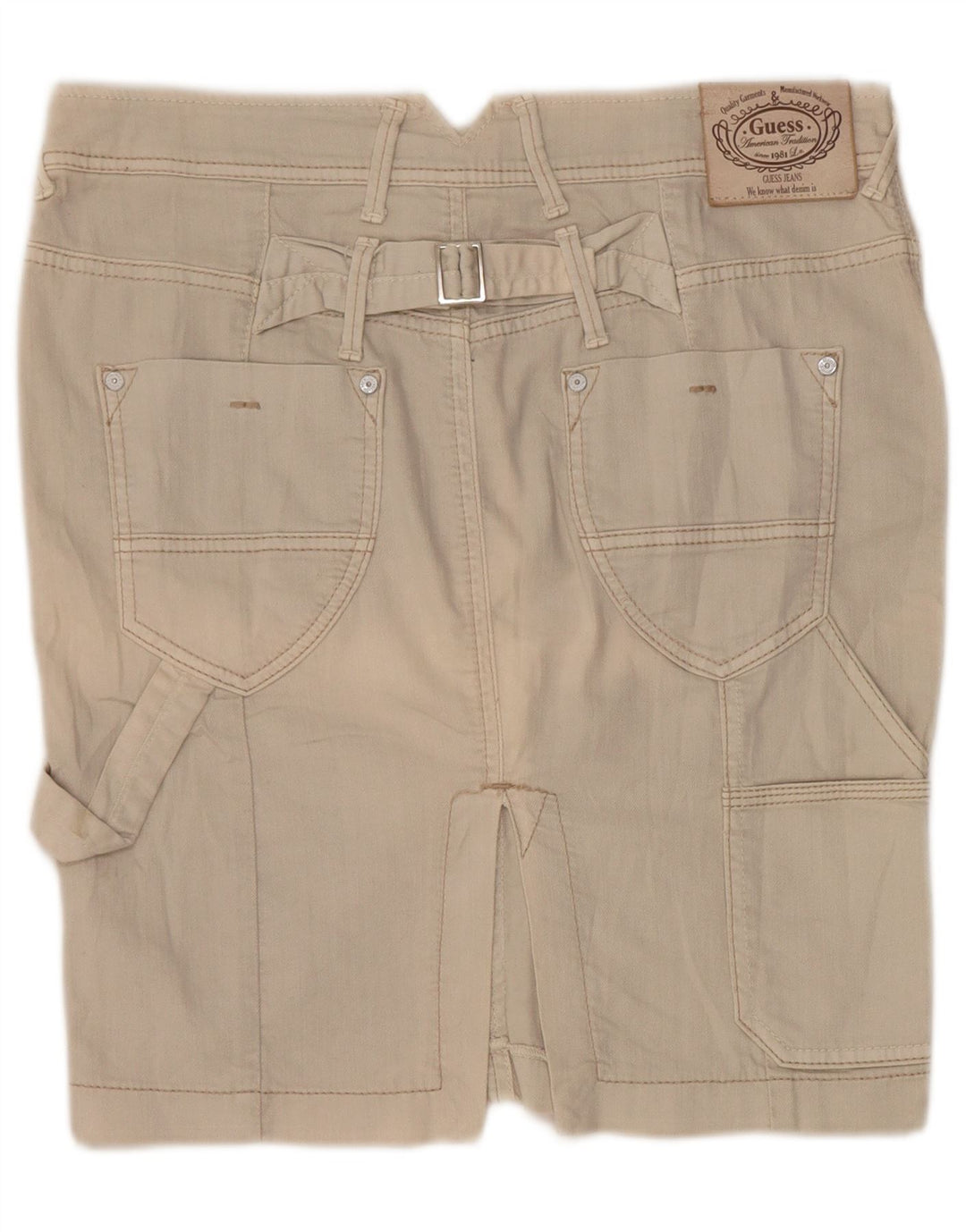 Falda Guess Mujer Denim Cargo W28 Algodón Beige Medio