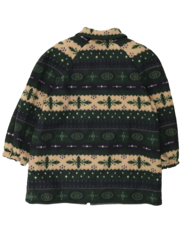 Vintage mujer 3/4 manga chaqueta polar Reino Unido 20 2XL Verde Fair Isle