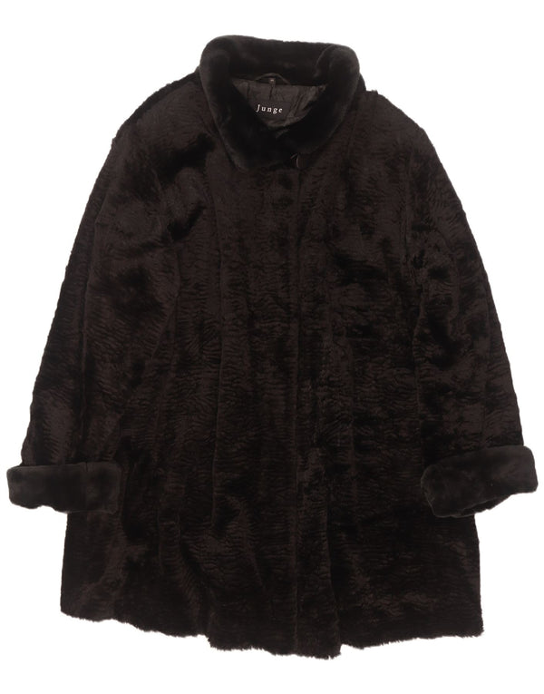 Abrigo de piel sintética para mujer Junge UK 22 3XL Rayón negro