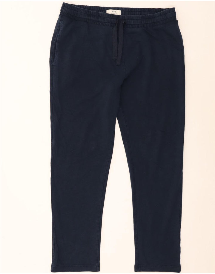 Marks & Spencer Pantalones de chándal de corte regular para hombre, tamaño grande, algodón azul marino
