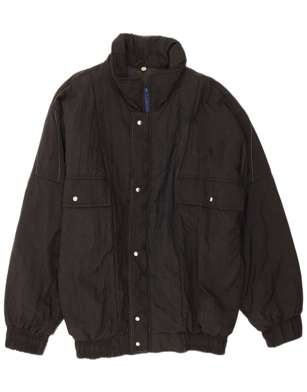 Vintage hombres chaqueta acolchada Reino Unido 40 grande negro