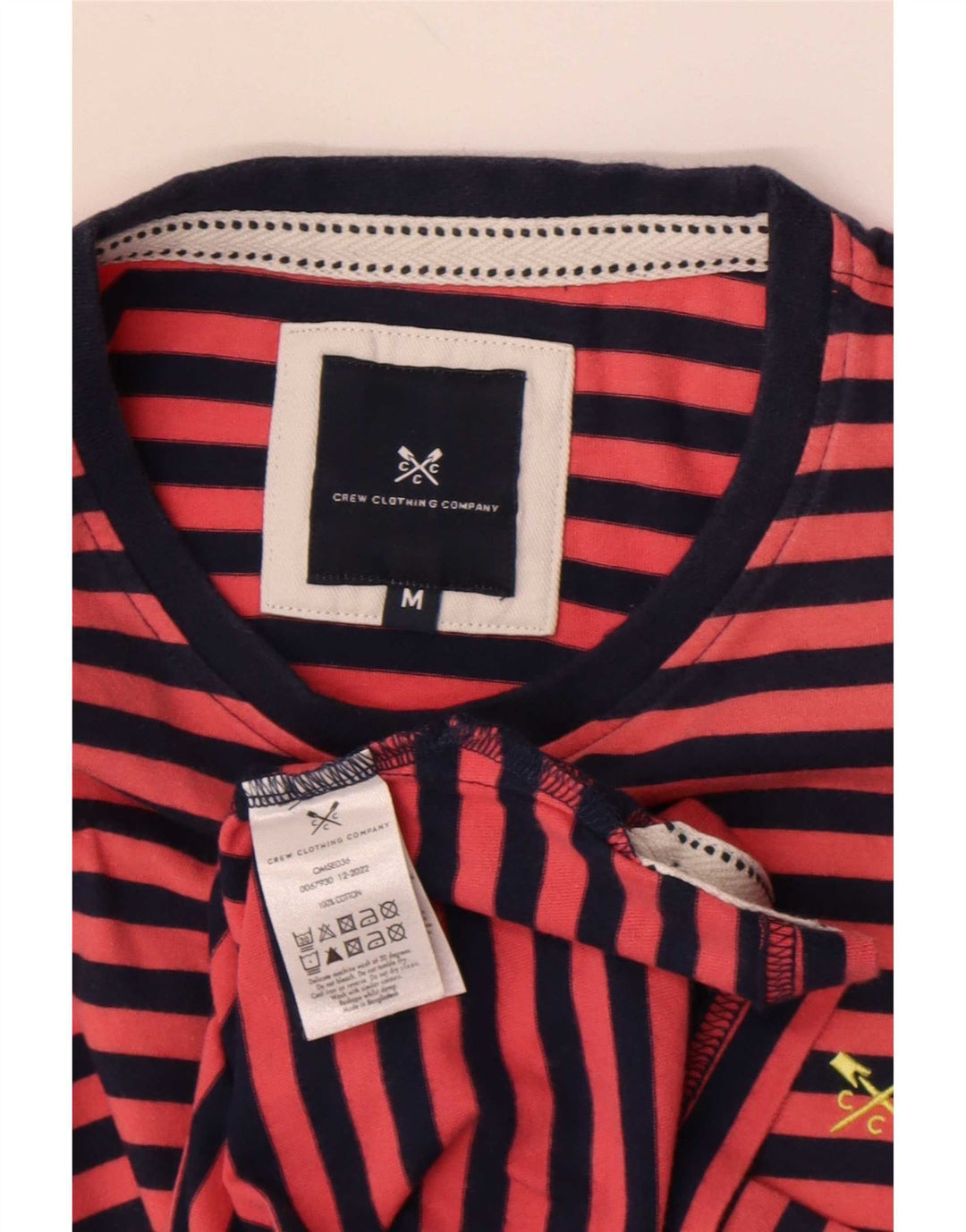 Crew Clothing Camiseta para hombre Top Mediano Algodón a rayas rojas