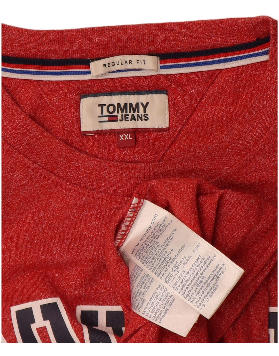 Tommy Hilfiger Top gráfico de ajuste regular para hombre, manga larga, 2XL, moteado rojo