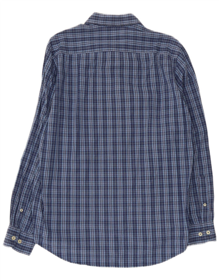 CARRERA Camisa de corte regular para hombre de algodón a cuadros azules grandes