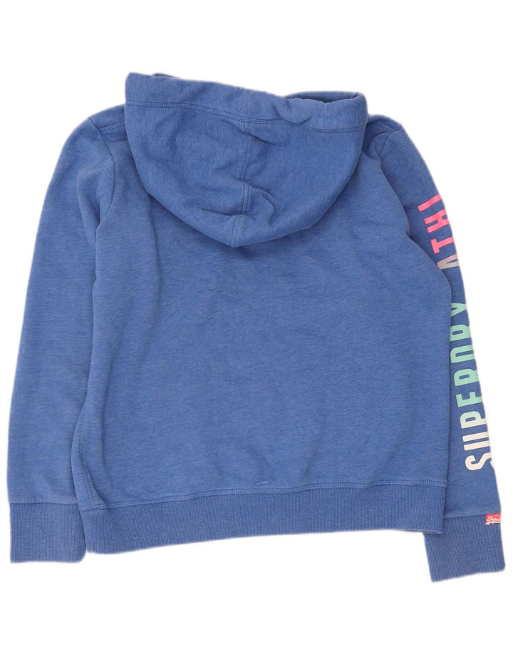 SUPERDRY Jersey con capucha gráfica para mujer Reino Unido 46 Algodón moteado azul grande