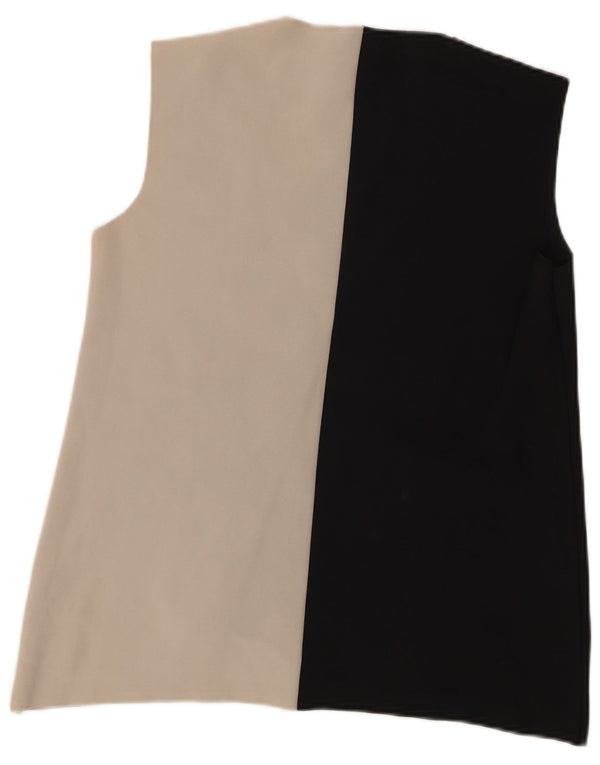 Emporio Armani Blusa sin mangas para mujer IT 46 Large Black Colourblock