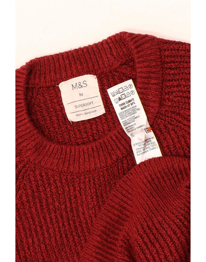 Marks & Spencer - Jersey de cuello redondo para hombre, color rojo medio, poliamida