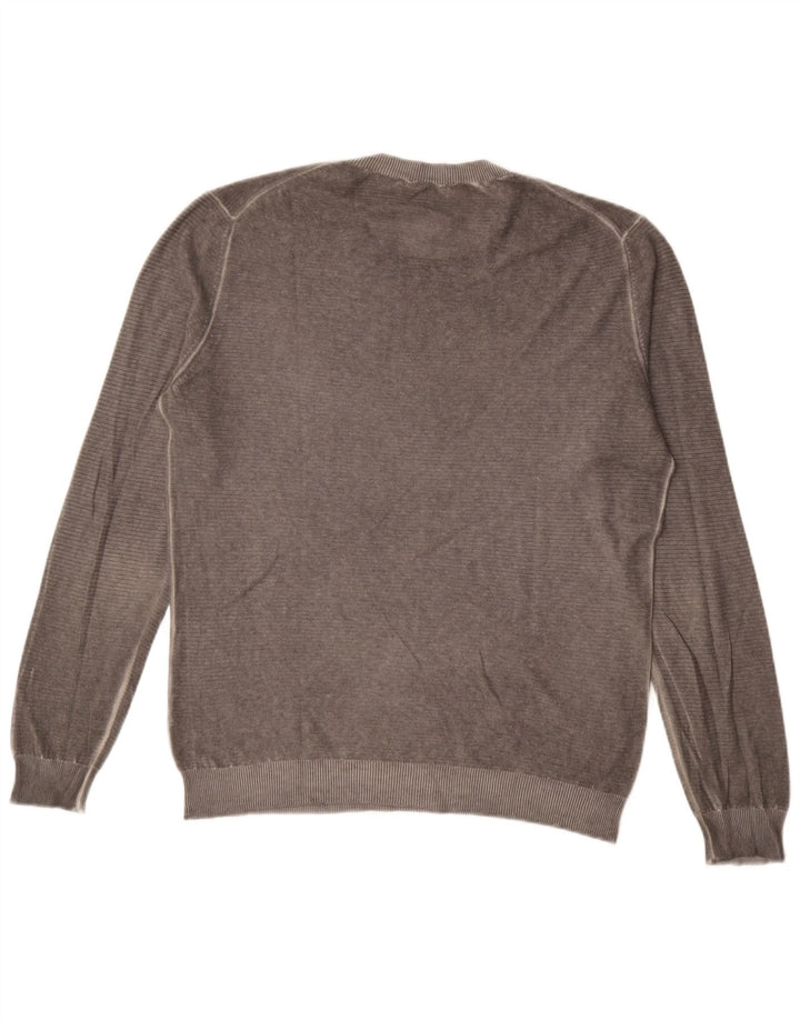 Sisley Jersey con cuello redondo para hombre, talla grande, gris