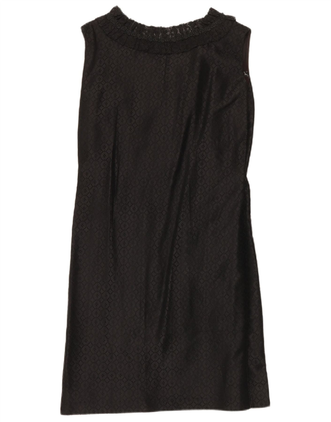 VINTAGE Vestido de cambio de encaje sin mangas para mujer Reino Unido 12 Floral negro medio