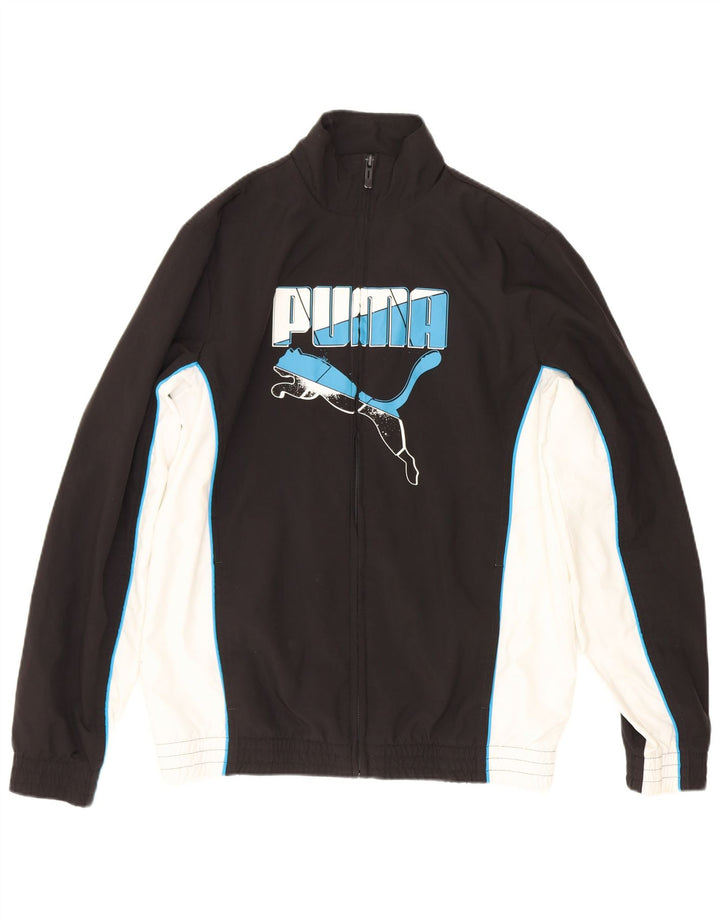 Puma - Chaqueta de chándal con gráfico para niños, 13-14 años, color negro