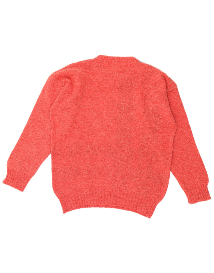 Vintage hombres cuello redondo jersey suéter grande rojo colorblock