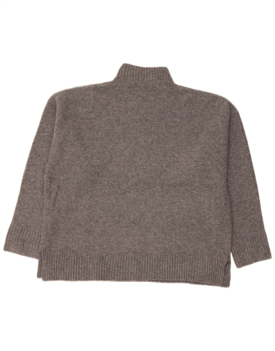Zara Mujer Suéter De Cuello Alto De Gran Tamaño UK 10 Small Gris Acrílico