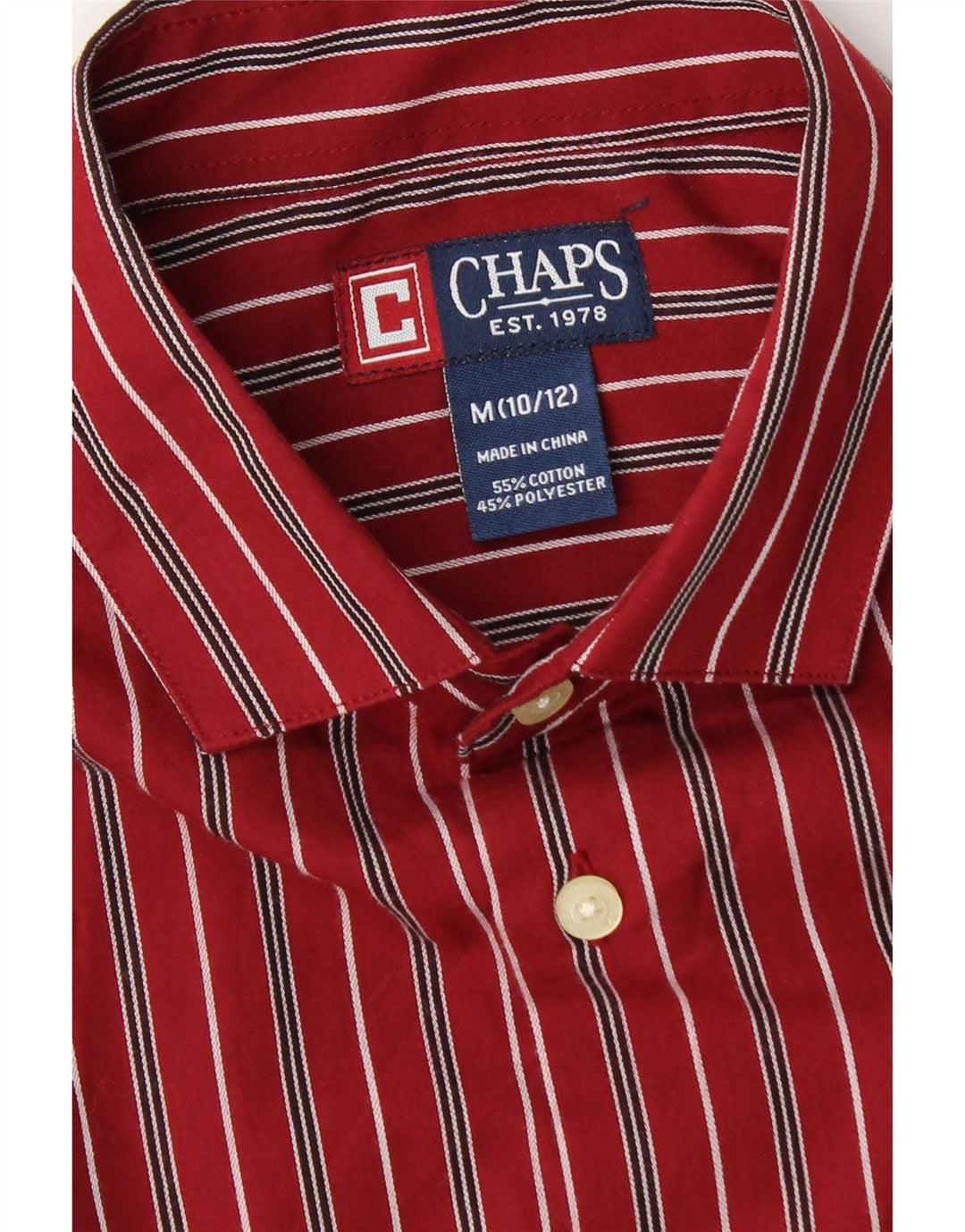 Chaps Camisa Niño 10-11 Años Medio Borgoña Rayas Algodón