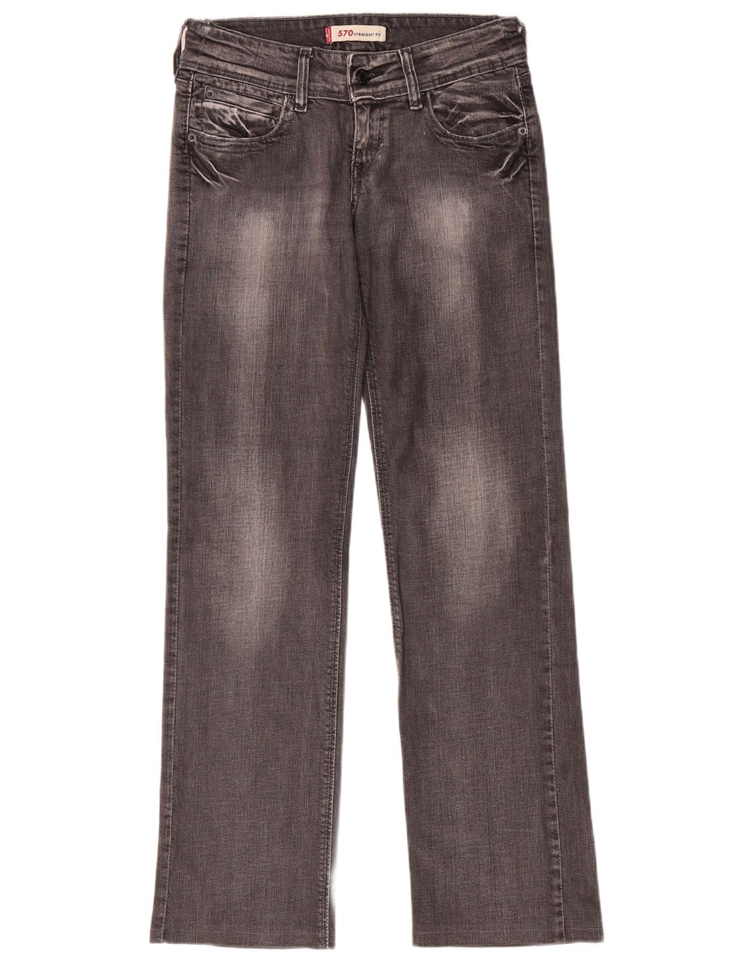 Levi's Vaqueros Rectos 570 Para Mujer W27 L31 Algodón Gris