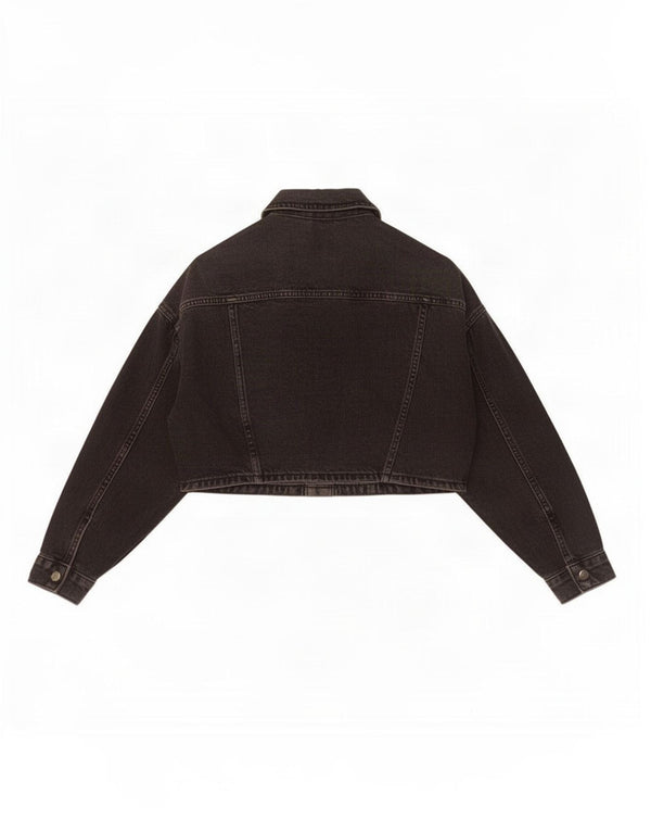 Topshop Chaqueta vaquera extragrande corta para mujer UK 4 XS Algodón negro