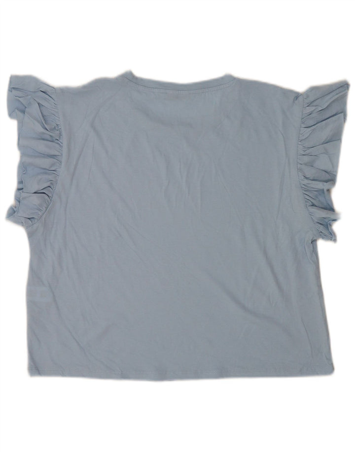 Zara Mujer Blusa Top UK 44 Algodón Azul Medio