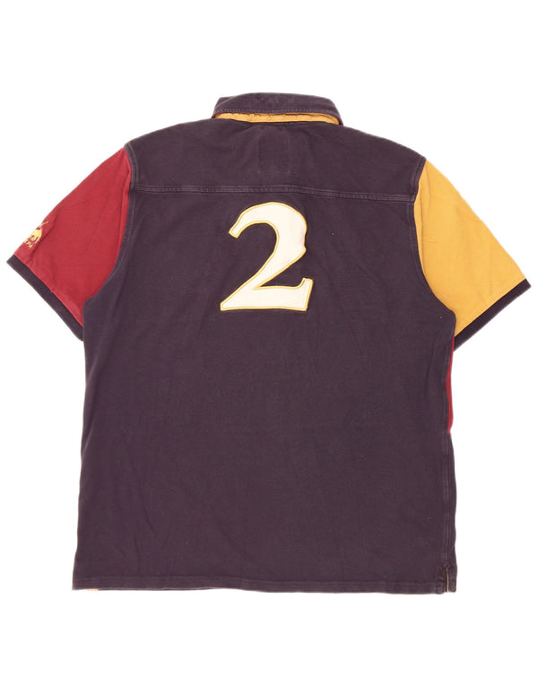 Polo Joules para hombre con gráfico de corte clásico y diseño color block en azul marino grande