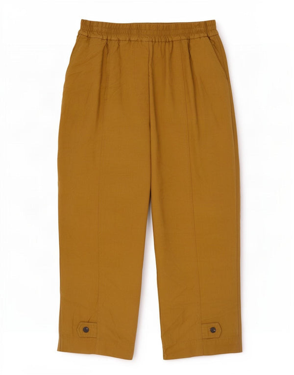 Zara Mujer Pantalón Capri Holgado Mediano W28 L23 Viscosa Caqui