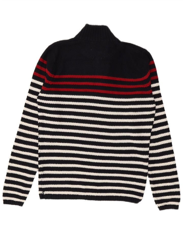 Zara Hombre Jersey Con Cremallera Y Cuello Jersey De Algodón A Rayas Azul Marino Medio