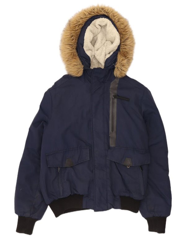 Superdry Chaqueta Bomber Acolchada Con Capucha Para Hombre UK 38 Medium Azul Marino Nylon