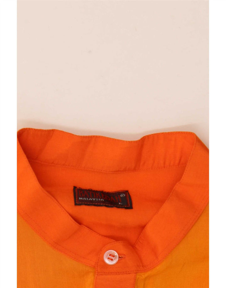 Vintage hombres gráfico manga corta pullover camisa grande naranja