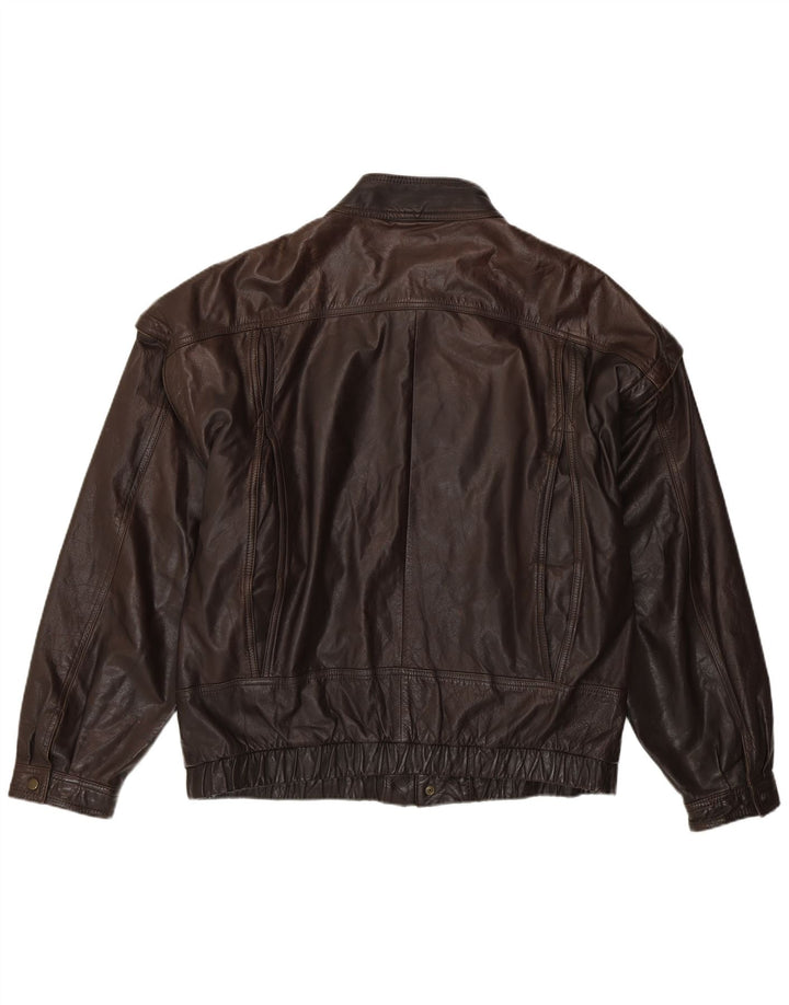 Chaqueta de cuero vintage para hombre IT 54 2XL cuero marrón