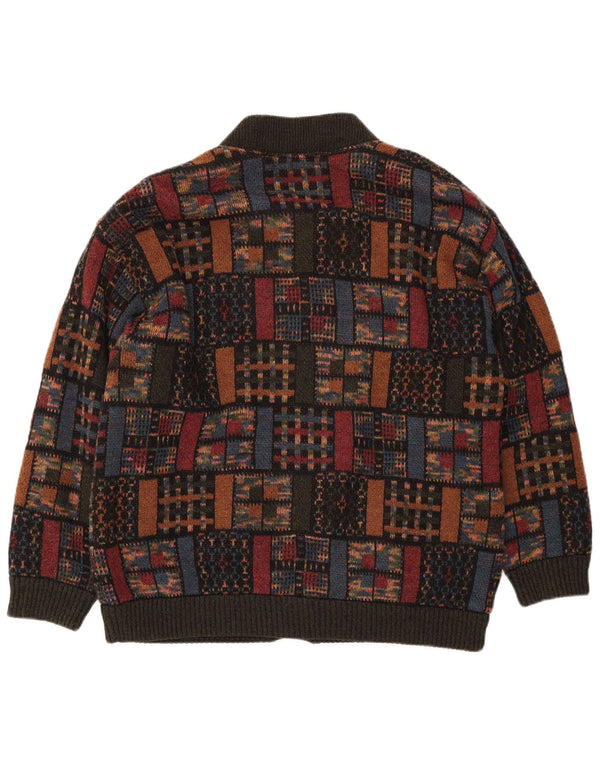 Vintage hombres punto bomber chaqueta IT 52 XL multicolor patchwork retro