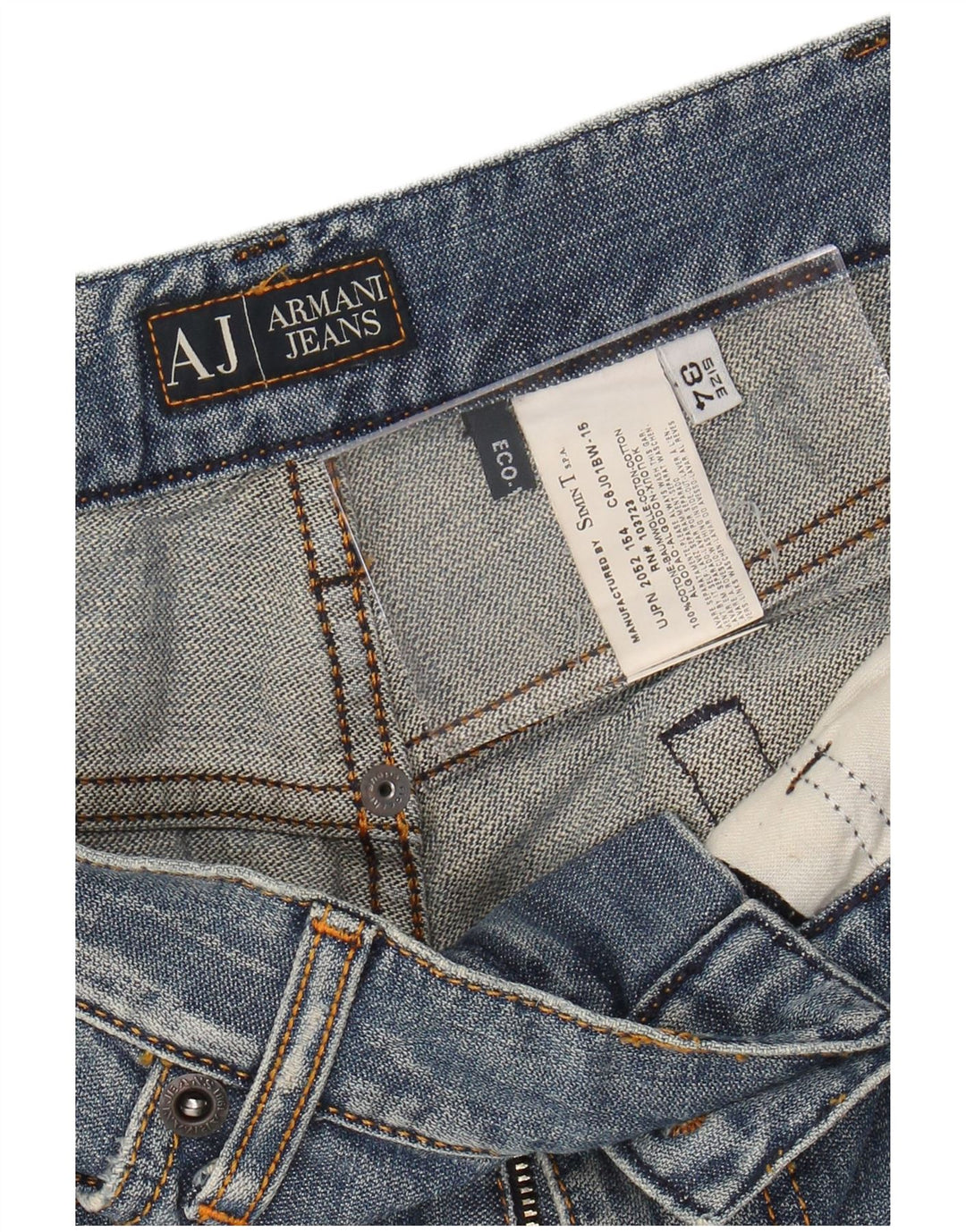 ARMANI Vaqueros rectos gráficos para hombre W34 L30 Algodón azul