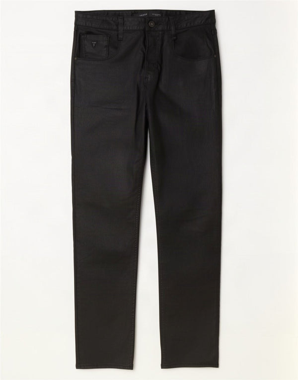 Guess Pantalones casuales rectos ajustados para hombre W34 L34 Algodón negro