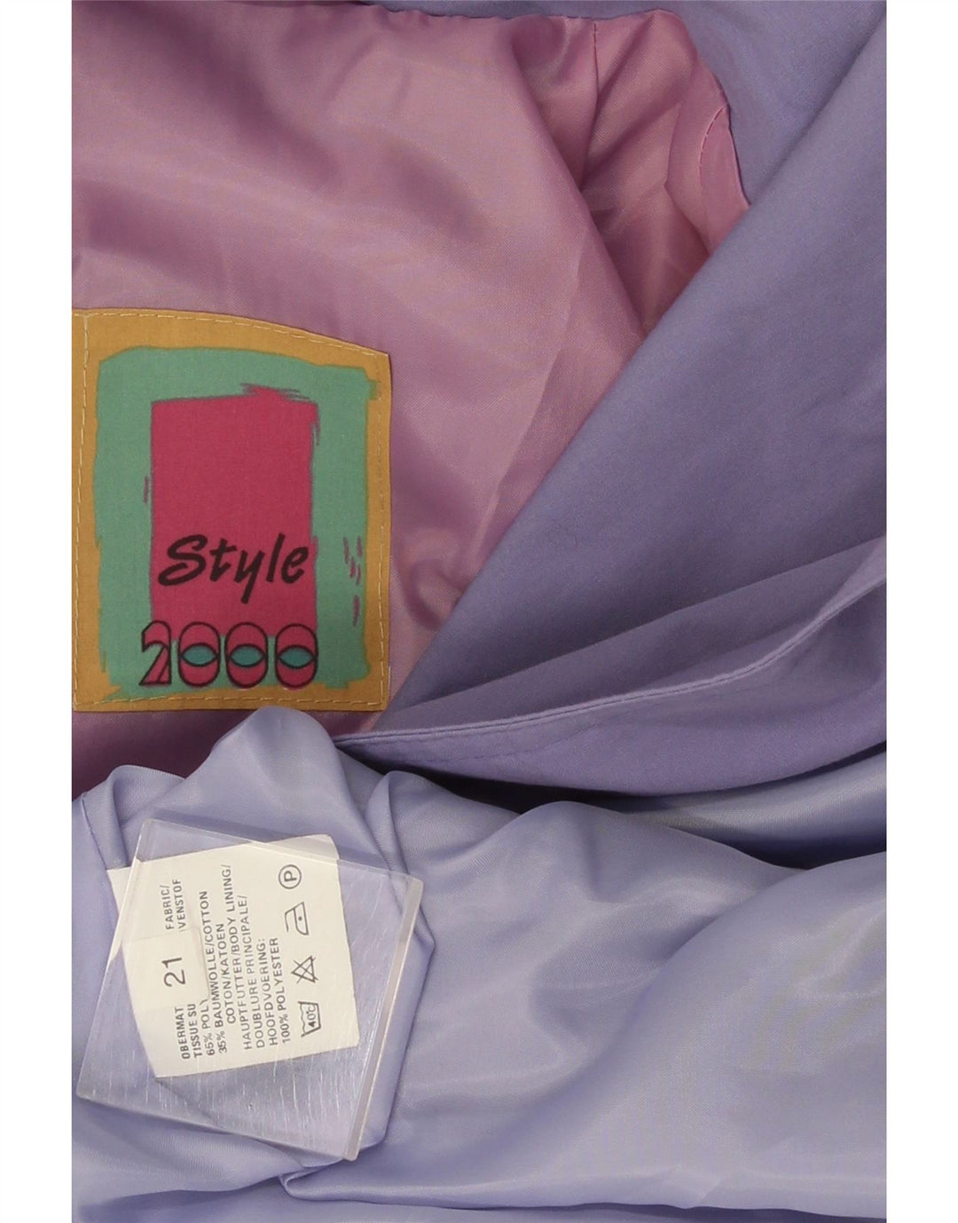 Vintage mujer doble pecho abrigo Reino Unido 22 2XL poliéster púrpura