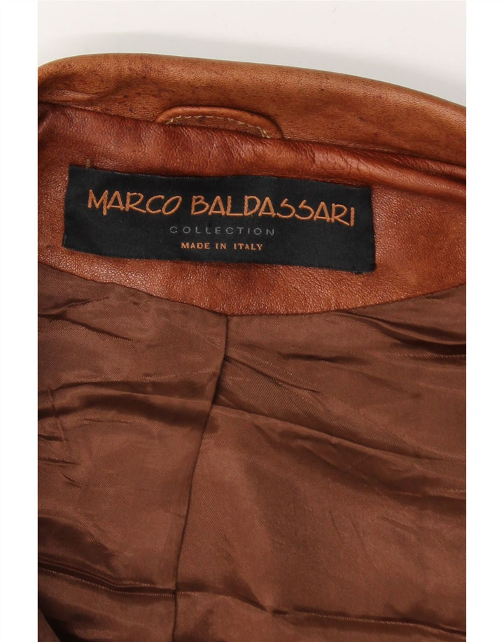 MARCO BALDASSARI Chaqueta de cuero para hombre UK 42 XL Marrón