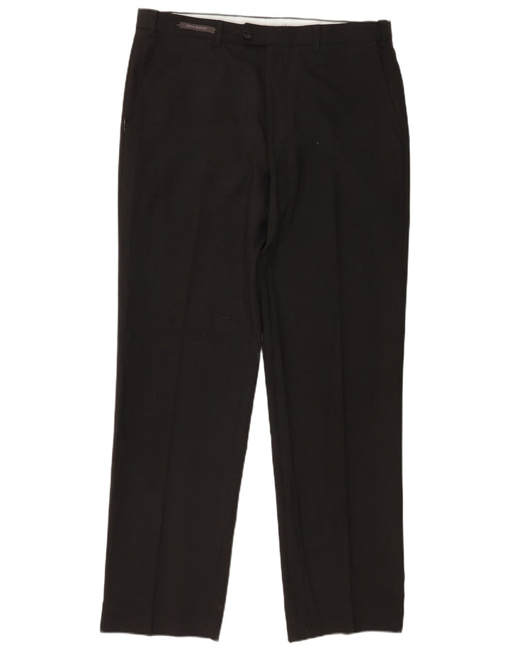 Marks & Spencer Pantalón de traje de corte regular para hombre W36 L31 Poliéster negro