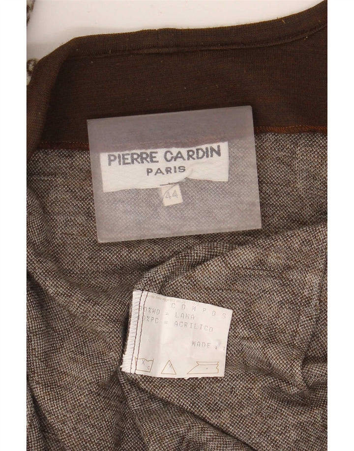 Chaleco Mujer Pierre Cardin IT 44 Lana Estampado Animal Marrón Medio