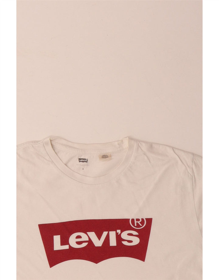 LEVI'S Camiseta gráfica para hombre Top mediano de algodón blanco roto