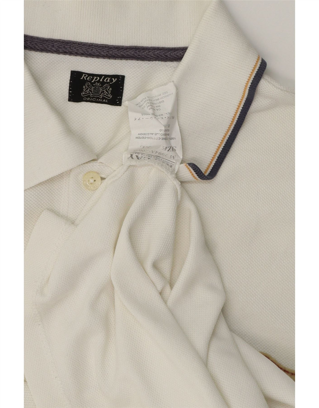 Replay Polo Hombre XL Blanco Algodón Clásico