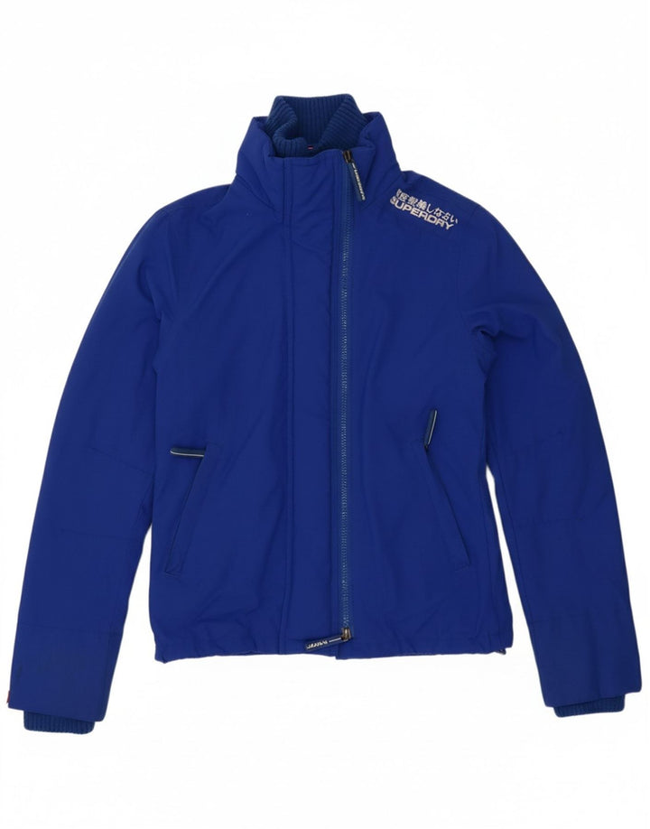 SUPERDRY Womens Windbreaker Jacket UK 6 XS Blue Nylon