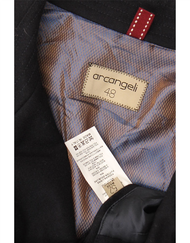 VINTAGE Hombre Pea Coat IT 52 XL Lana Azul Marino